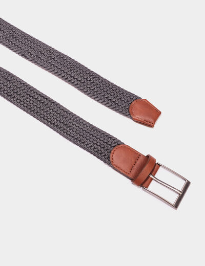 Ceinture tressée gris homme
