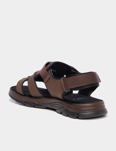 Sandales avec scratchs marron homme