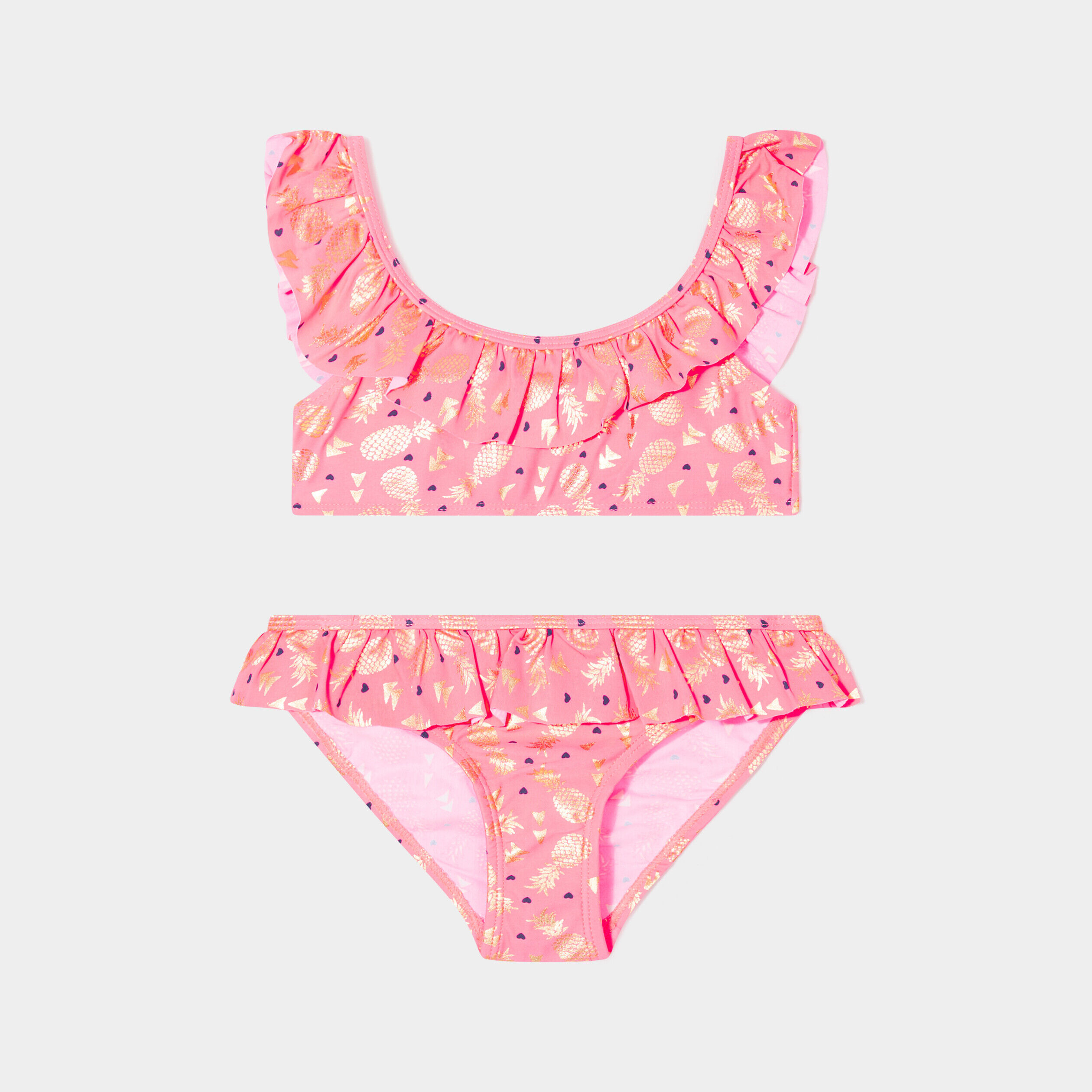 Maillot de bain 2 pièces orange corail fille WAMEA BEACH