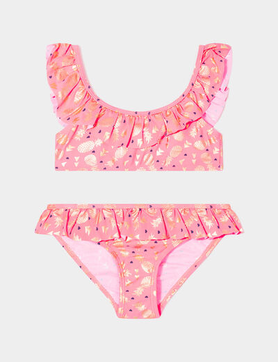 Maillot de bain 2 pièces orange corail fille