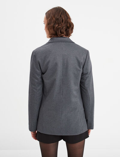 Blazer coupe droite manches longues gris foncé femme