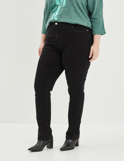 Jeans regular taille haute denim noir femme grande taille