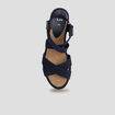 Sandales compens&eacute;es bleu femme