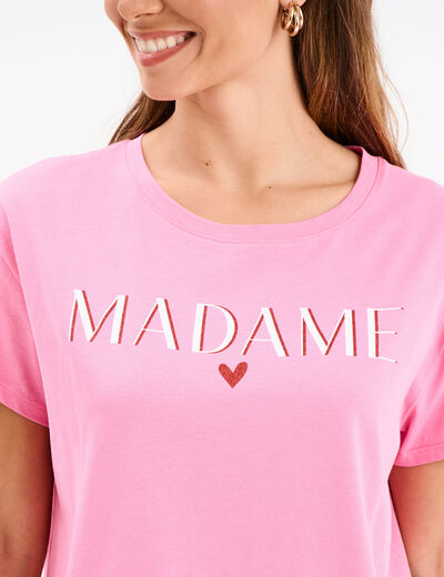 T-shirt EVJF oversize coton rose framboise femme