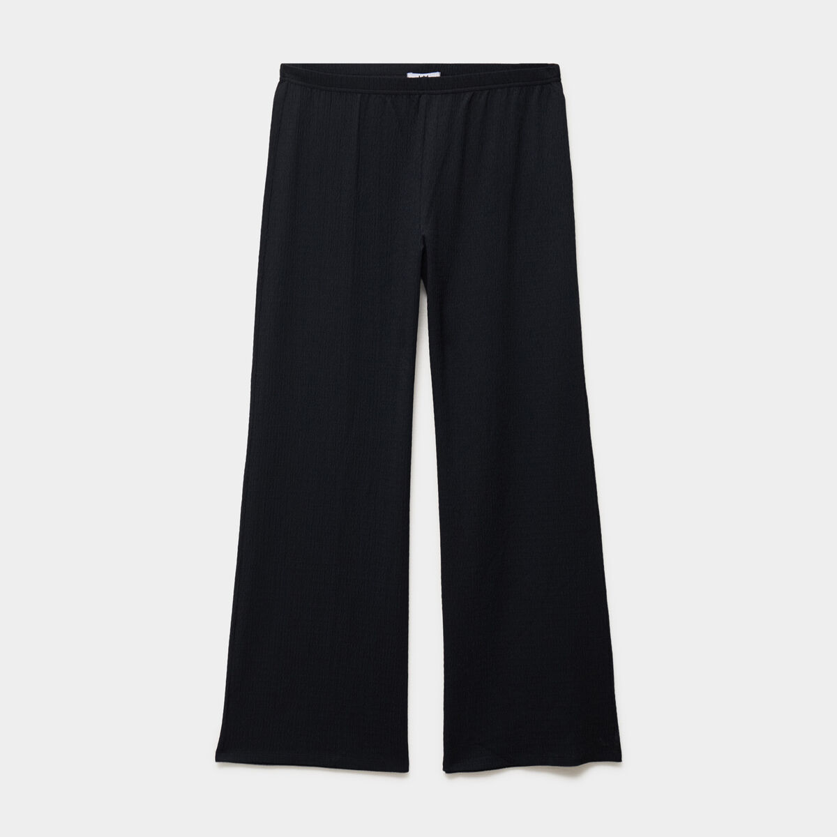 Pantalon effet gaufr&eacute; fluide noir femme