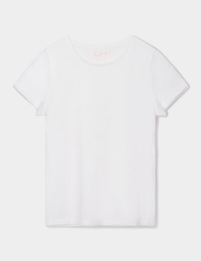 T-shirt manches courtes en coton blanc fille