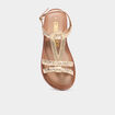 Sandales en cuir jaune or fille