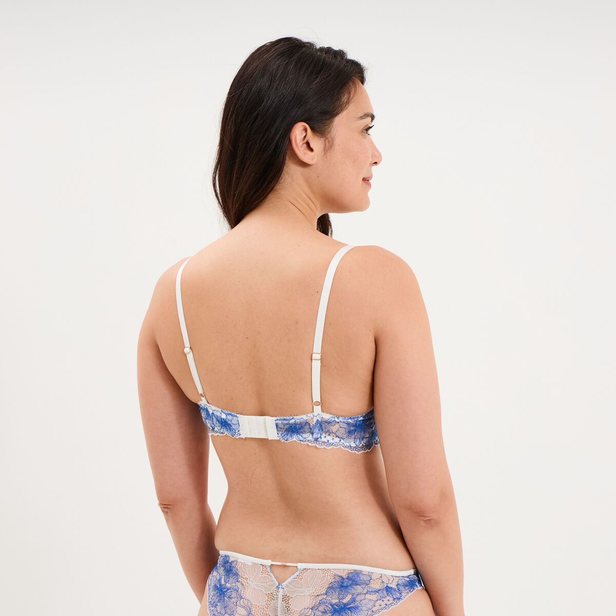 Soutien-gorge foulard padd&eacute; dentelle bleu clair femme