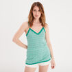 Haut de pyjama débardeur col V vert femme