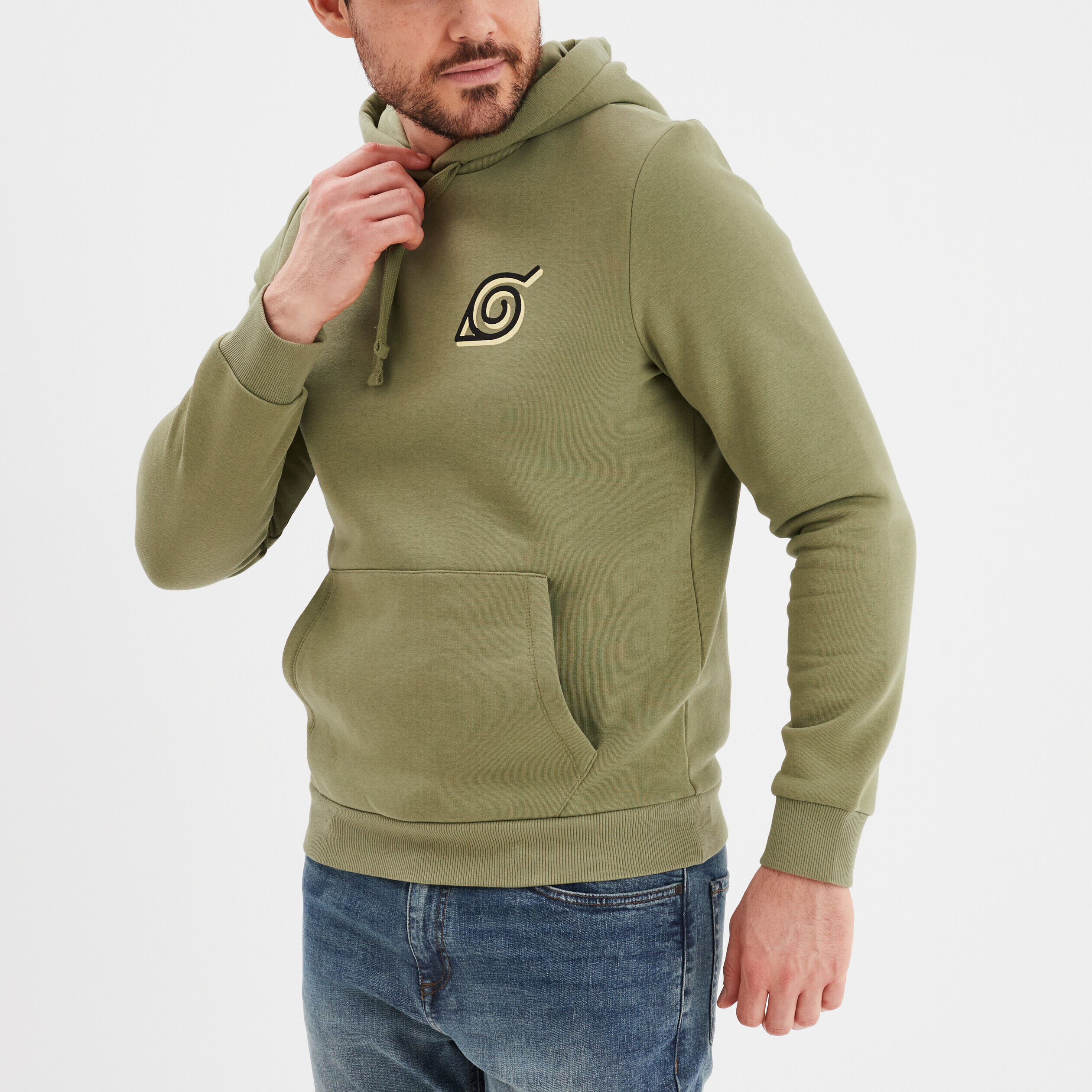 Sweat à capuche hoodie Naruto vert kaki homme
