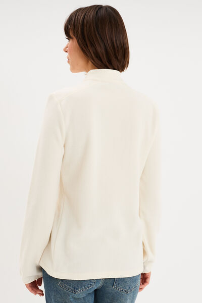 Sweat polaire col camionneur blanc femme
