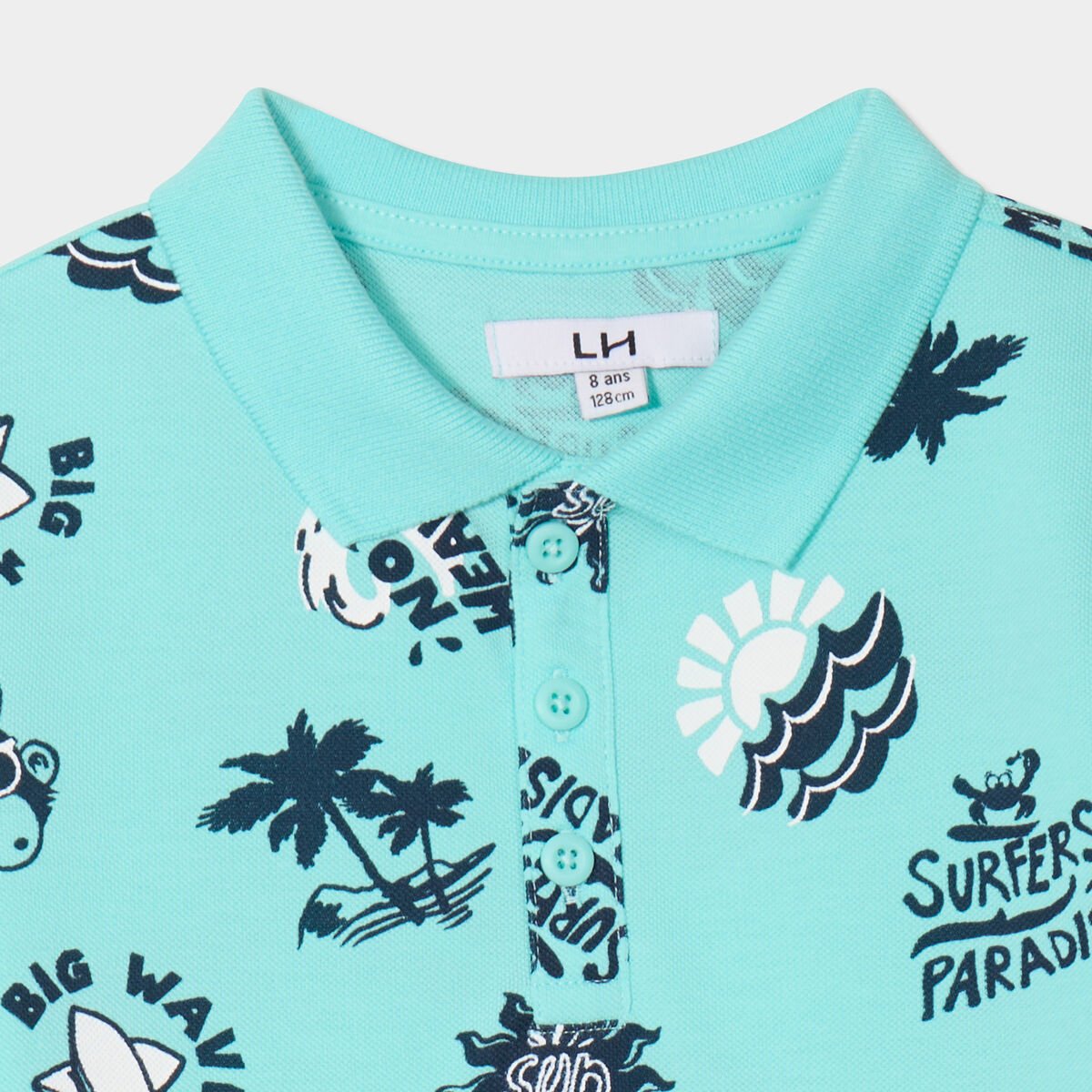 Polo manches courtes bleu ciel garçon
