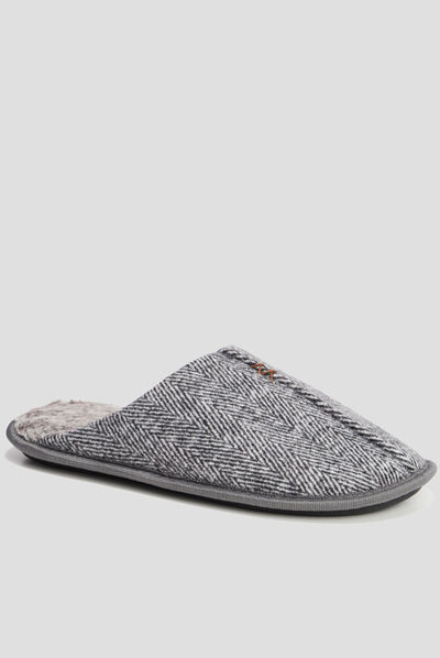 Chaussons mules gris homme