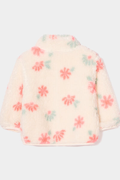 Veste zippée imitation laine de mouton creme bébé fille