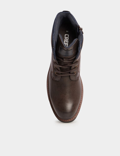 Bottines zipp&eacute;es et crant&eacute;es marron homme