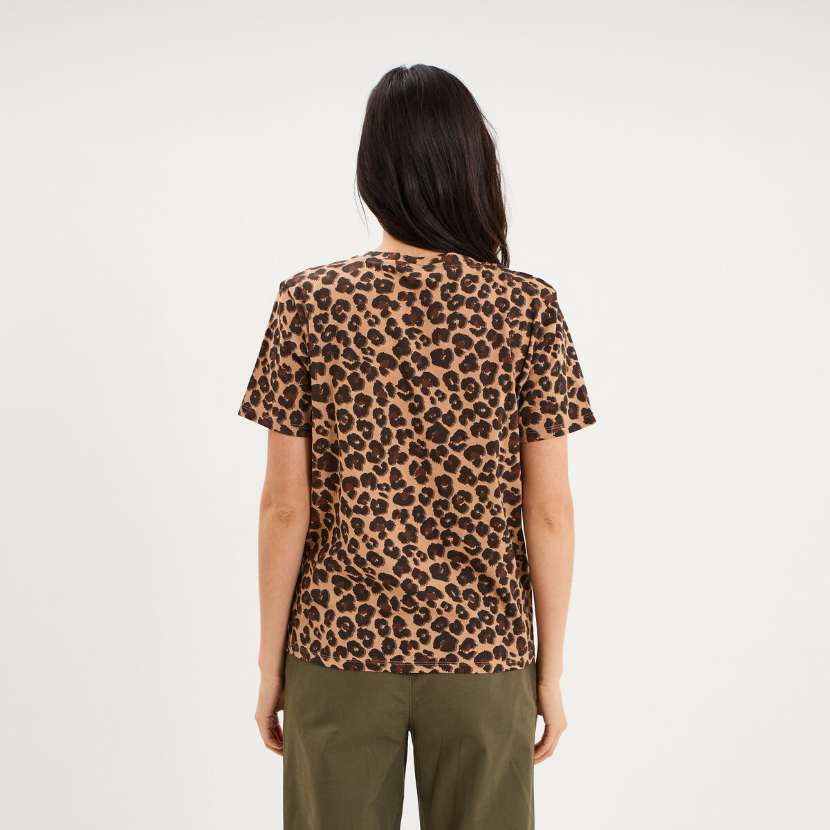 T-shirt coton col rond manches courtes ficelle femme