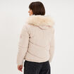 Doudoune doubl&eacute;e capuche fausse fourrure beige femme