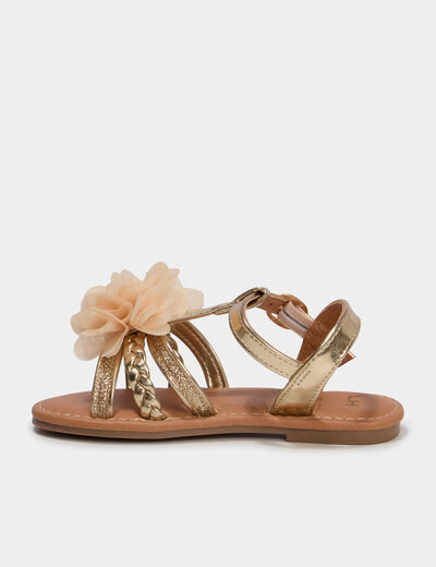 Sandales avec d&eacute;tails froufrous jaune or fille