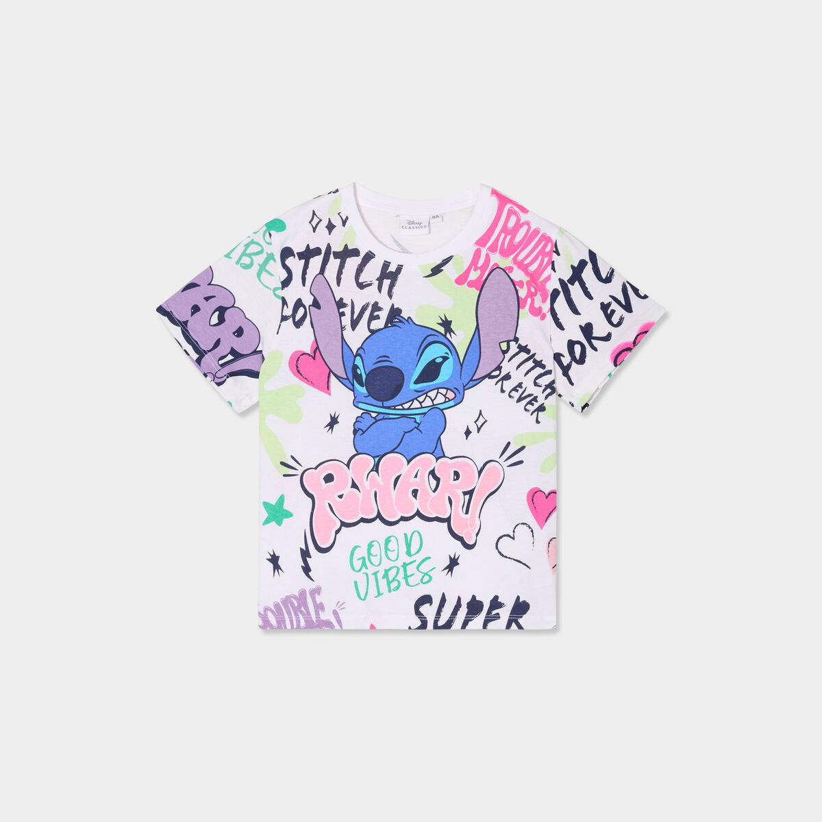 T-shirt manches courtes coton Stitch multicolore fille