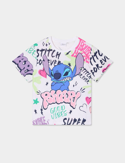 T-shirt manches courtes coton Stitch multicolore fille