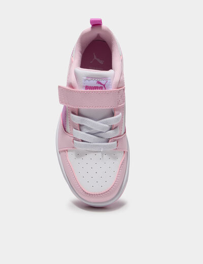Tennis scratchs &agrave; lacets Puma Rebound V6 rose clair fille