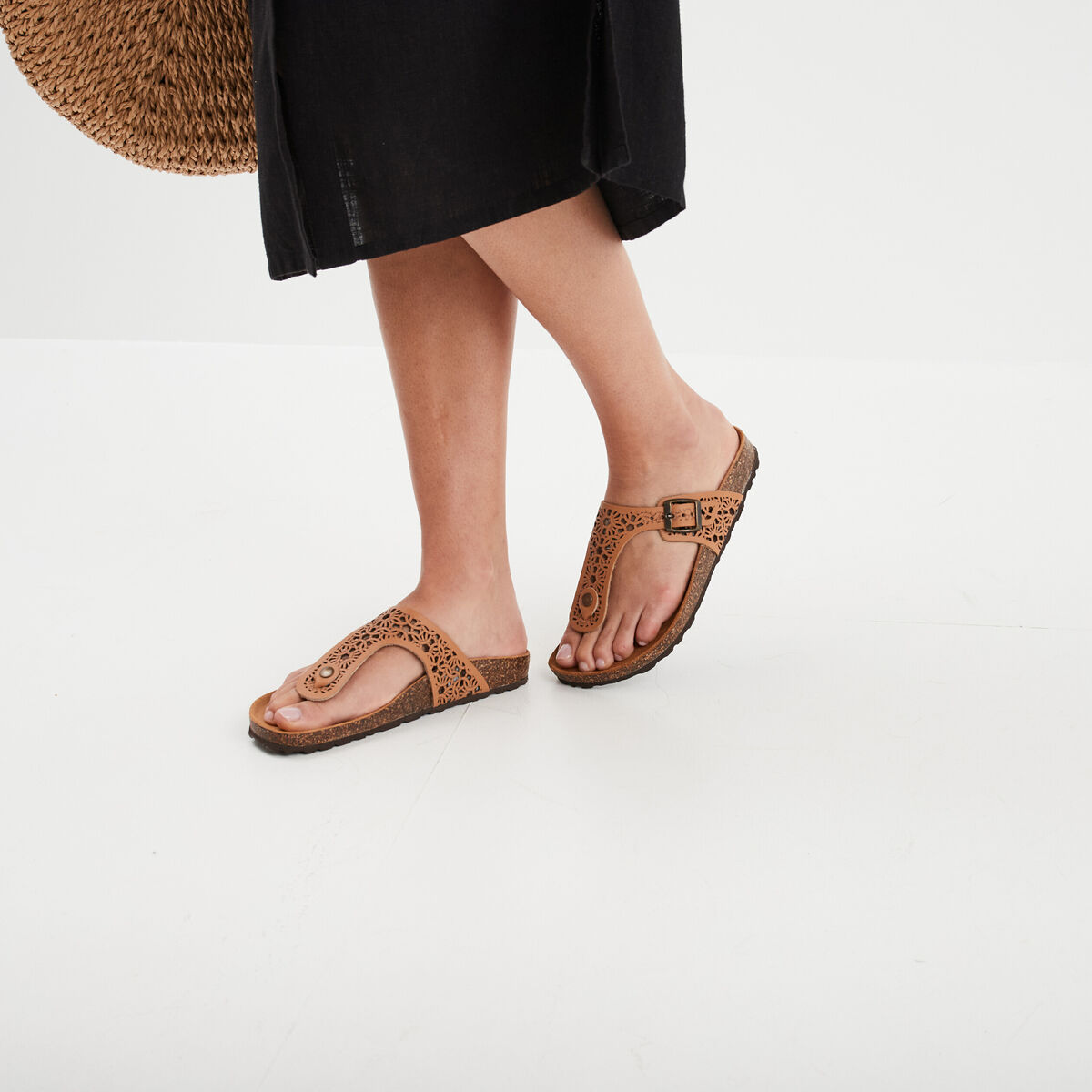 Mules d&eacute;tails ajour&eacute;s en cuir Creeks marron femme