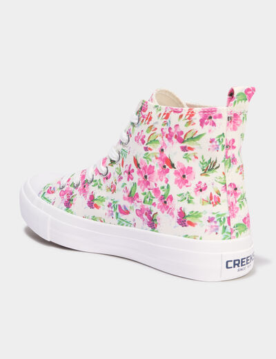 Tennis montantes en toile rose femme