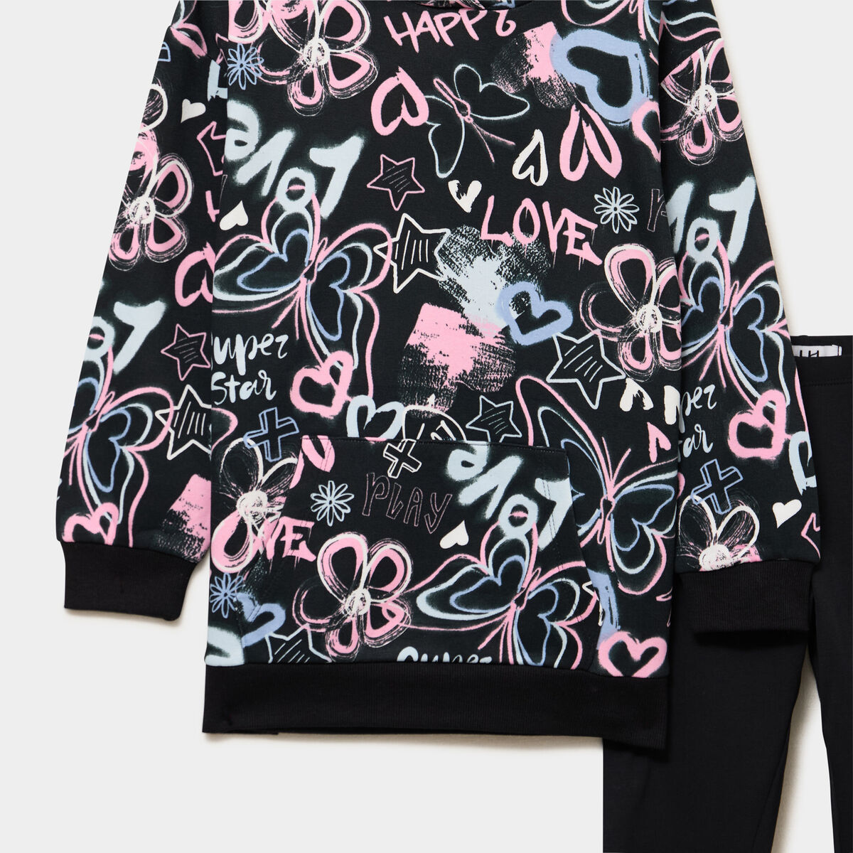 Ensemble sweat long et legging noir fille