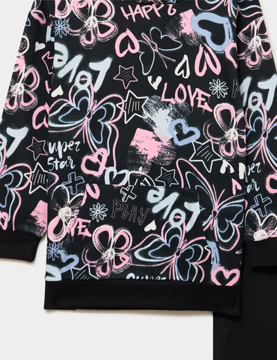 Ensemble sweat long et legging noir fille