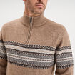 Pull camionneur jacquard manches longues taupe homme