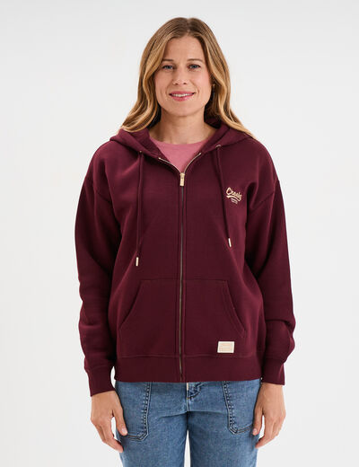 Sweat zippé à capuche Creeks Original bordeaux femme