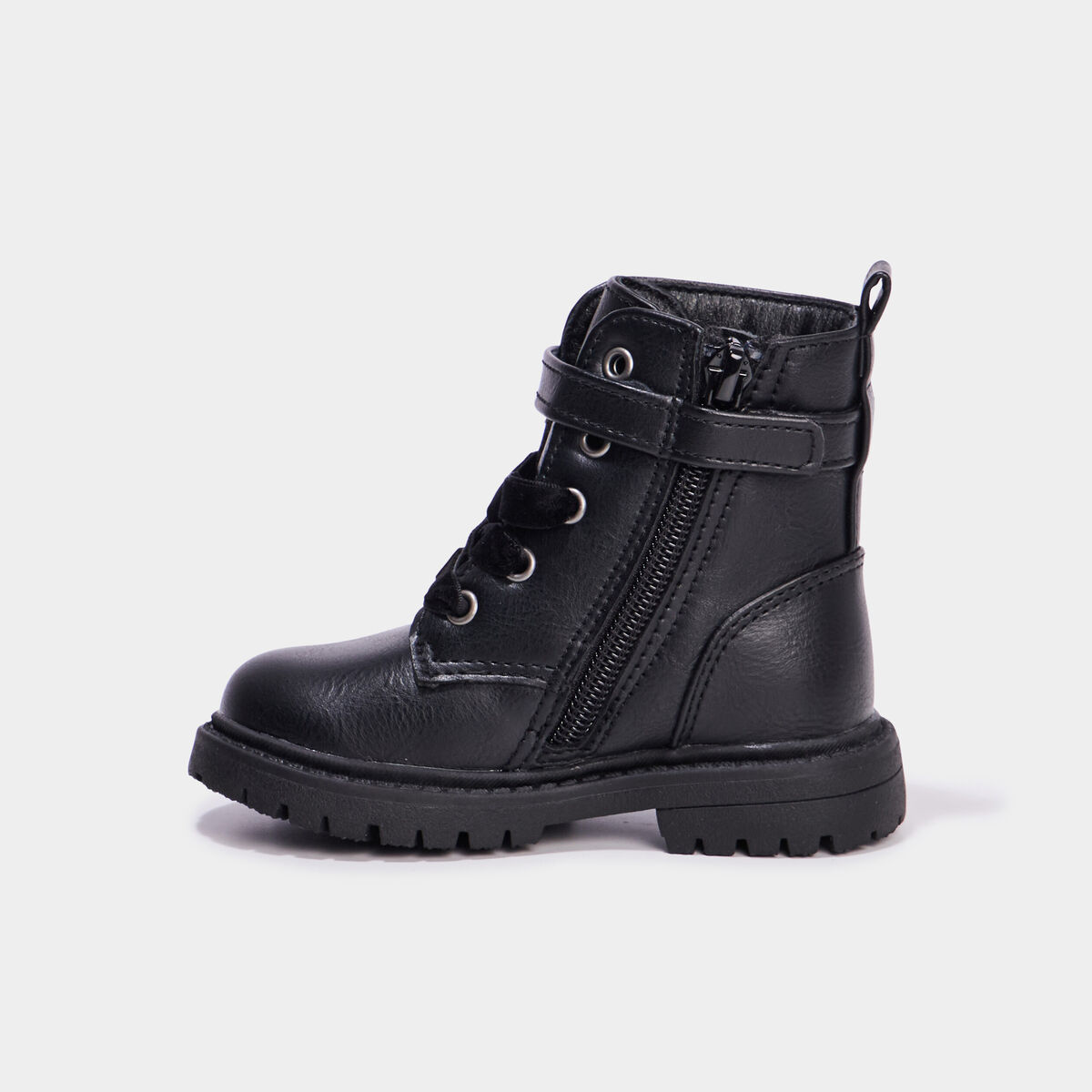Boots crant&eacute;es avec boucles coeur noir b&eacute;b&eacute; fille