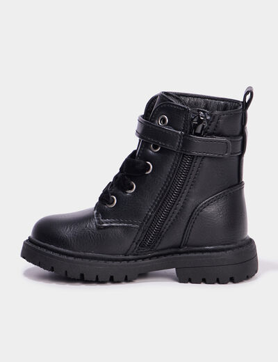 Boots crant&eacute;es avec boucles coeur noir b&eacute;b&eacute; fille