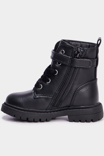Boots crant&eacute;es avec boucles coeur noir b&eacute;b&eacute; fille