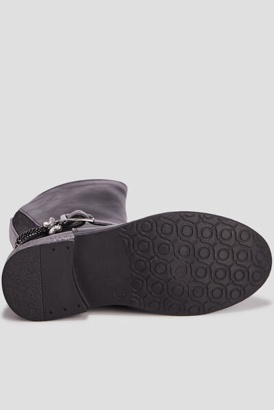 Bottes zippées avec chaînes et brides noir fille