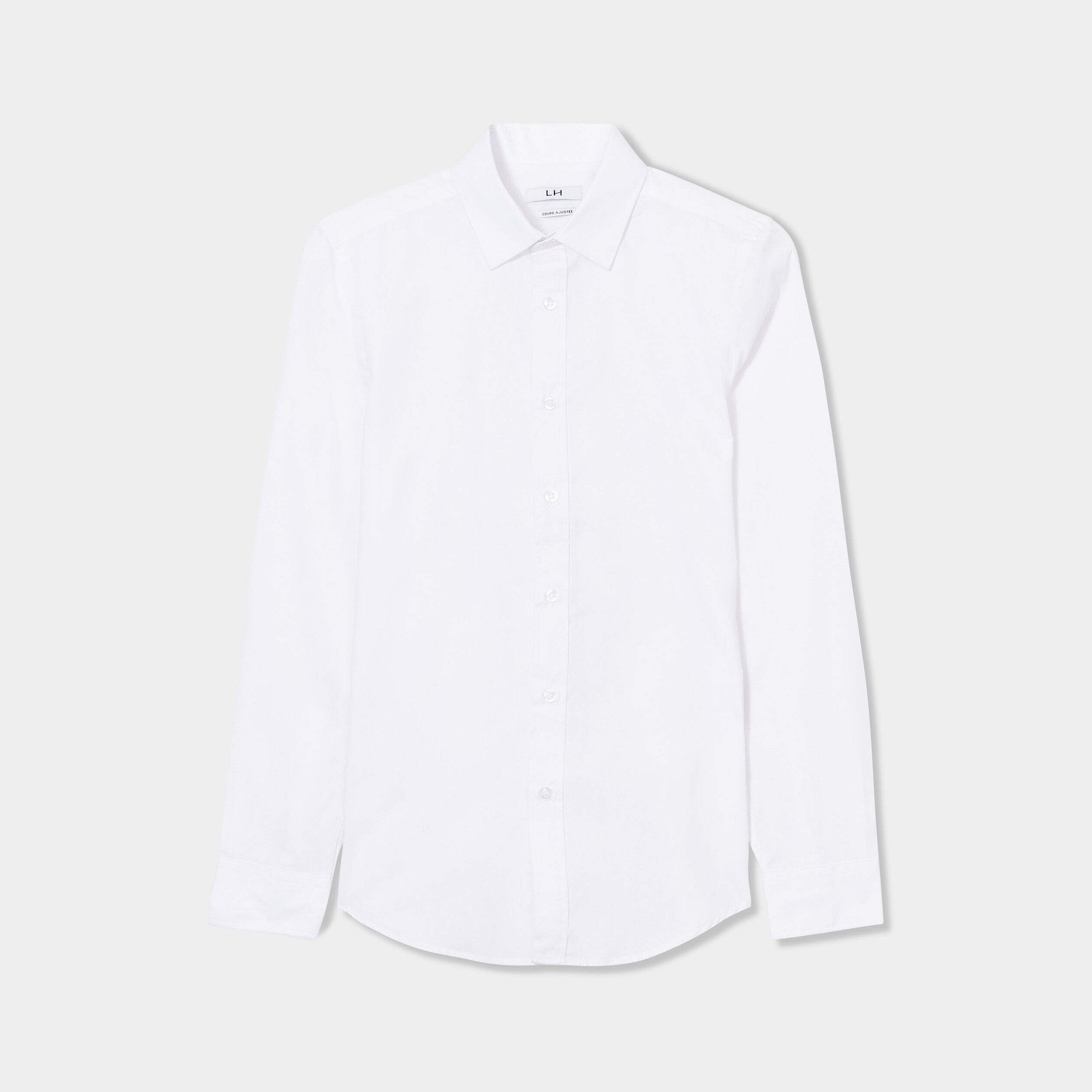 Chemise coupe ajustée manches longues blanc homme LH