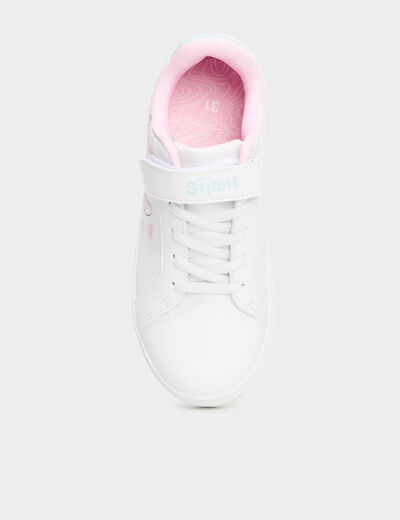 Tennis basses à scratchs Stitch blanc fille