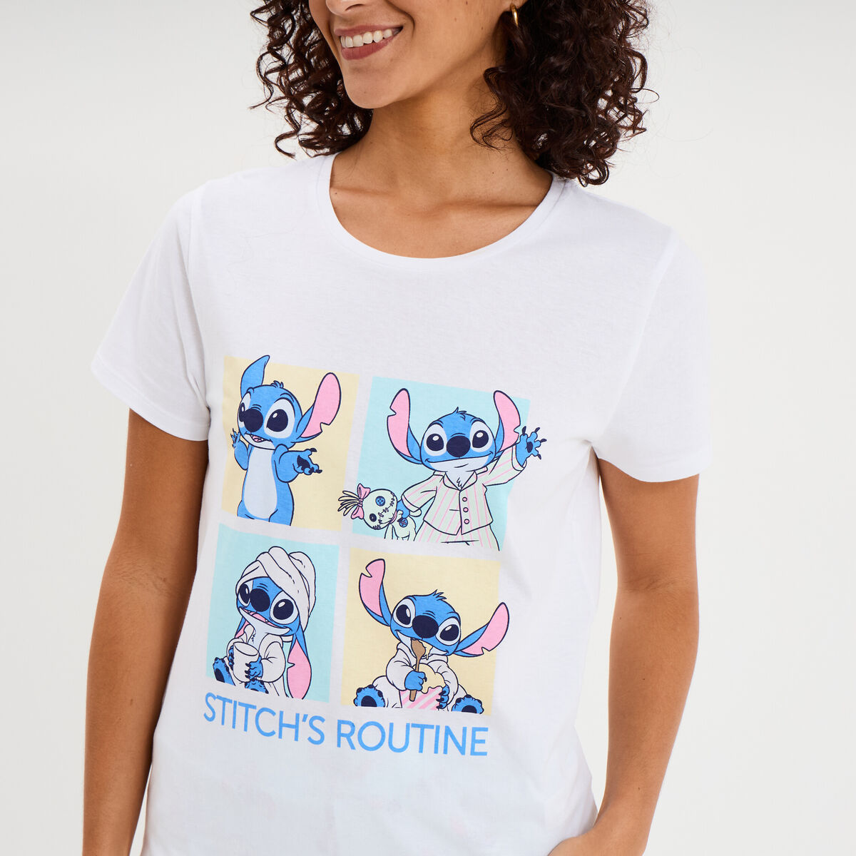 Ensemble pyjama legging coton Stitch blanc femme
