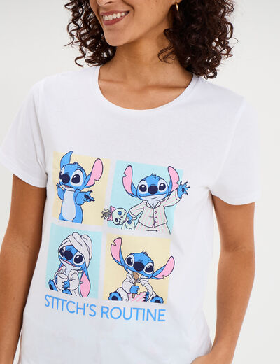 Ensemble pyjama legging coton Stitch blanc femme