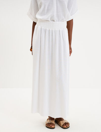 Jupe longue lin majoritaire blanc femme
