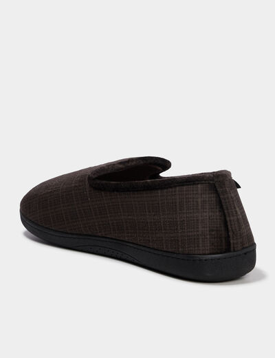 Pantoufles fourr&eacute;es bout rond vert kaki homme