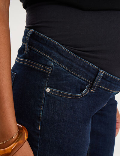 Jeans grossesse droit avec bandeau denim brut femme maternit&eacute;
