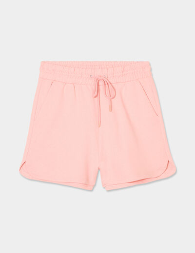 Short de jogging taille élastiquée rose poudrée femme