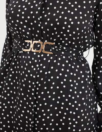 Robe chemise effet satin avec boucles noir femme