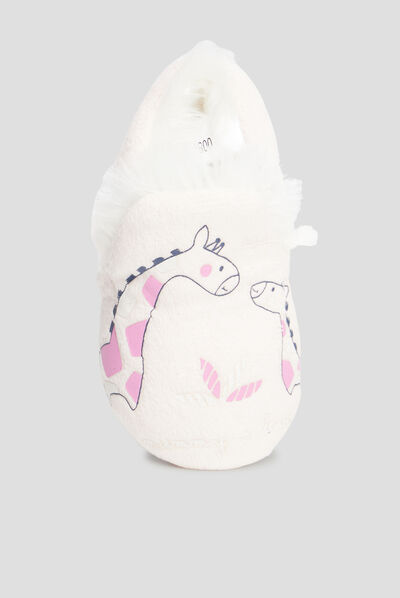 Chaussons motif girafe rose bébé fille