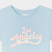 T-shirt col rond manches courtes coton bleu fille