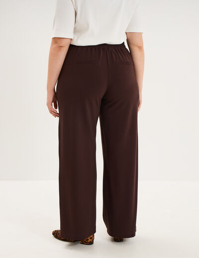 Pantalon large taille haute marron fonc&eacute; femme grande taille