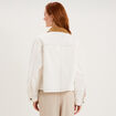 Veste courte en jean boutonn&eacute;e coton ivoire femme