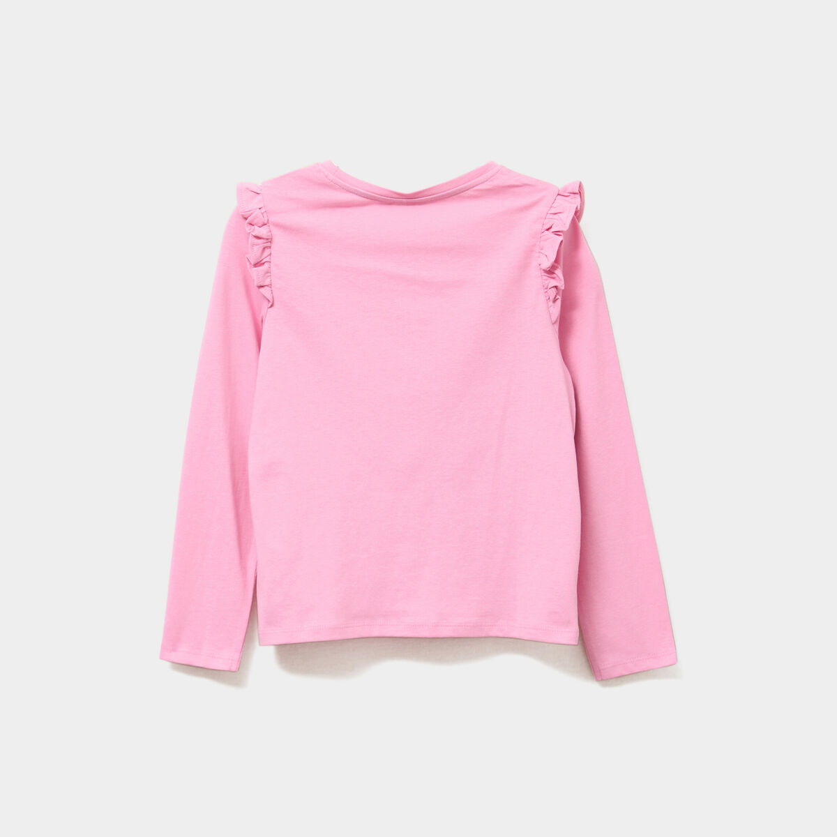 T-shirt volants et sequins coton rose fille