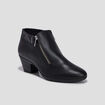Bottines à talons en cuir zippées noir femme
